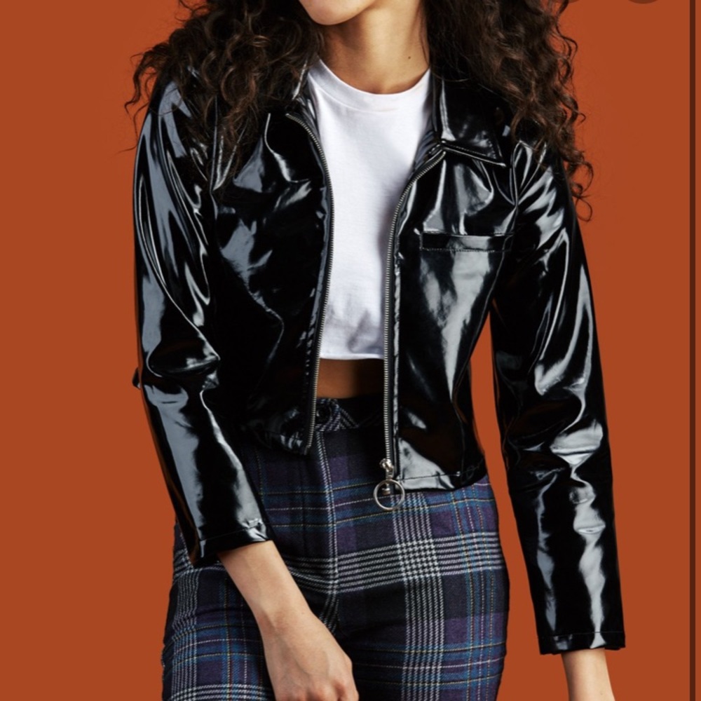 Urban Outfitters Black Latex Jacket